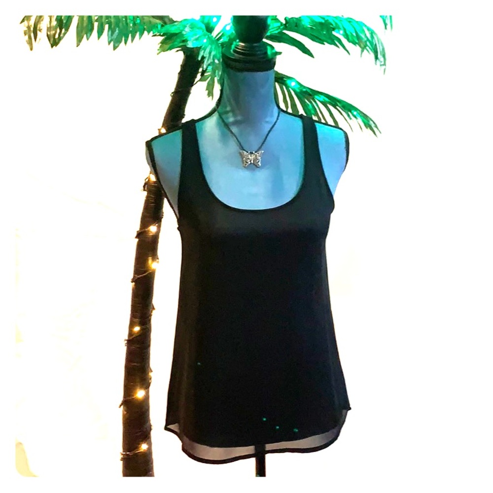 Sheer Black Blousy Tank